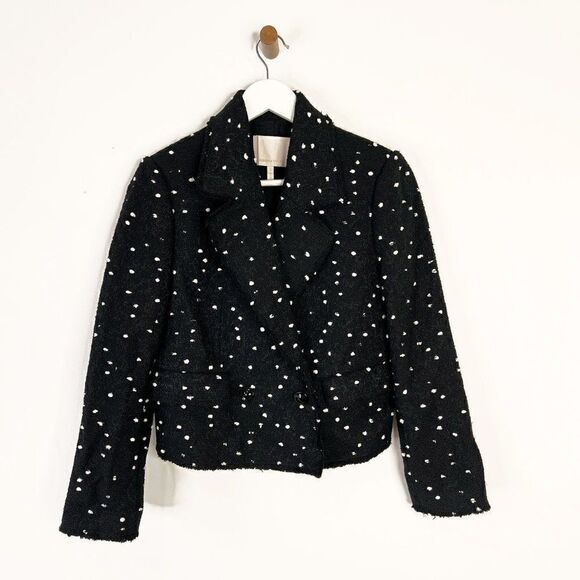 Rebecca Taylor Black Polka Dot Double Breasted Tweed Jacket - Picture 3 of 8